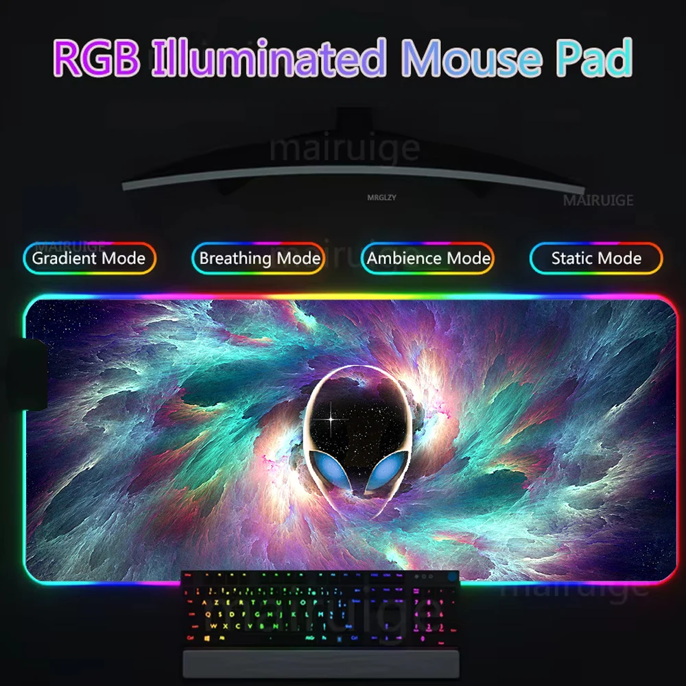 A-ALIENWARE Mouse Pad Gamer Rgb Desk Mat Back Light Led Mousepad Setup Gaming Accessories Deskmat Big Mousepepad Backlight