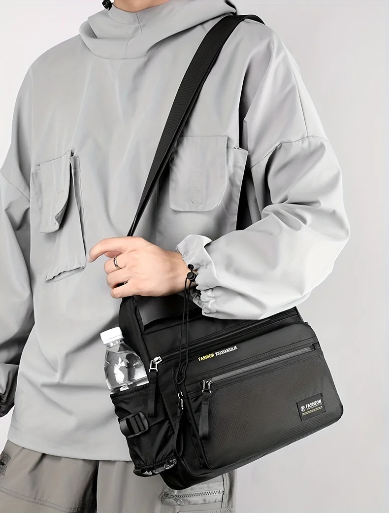 Men Multifunctional Crossbody Bag Nylon Waterproof Shoulder Bag Large Capacity Casual Male Messenger Bag Design Travel Daily