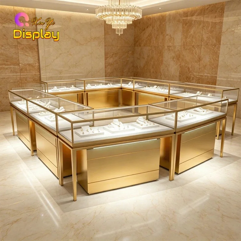 custom.Luxury Stainless Steel Jewelry Storage Cabinet Smooth Silent Drawer Glides LED Lighting Heavy Duty Efficient Inventor