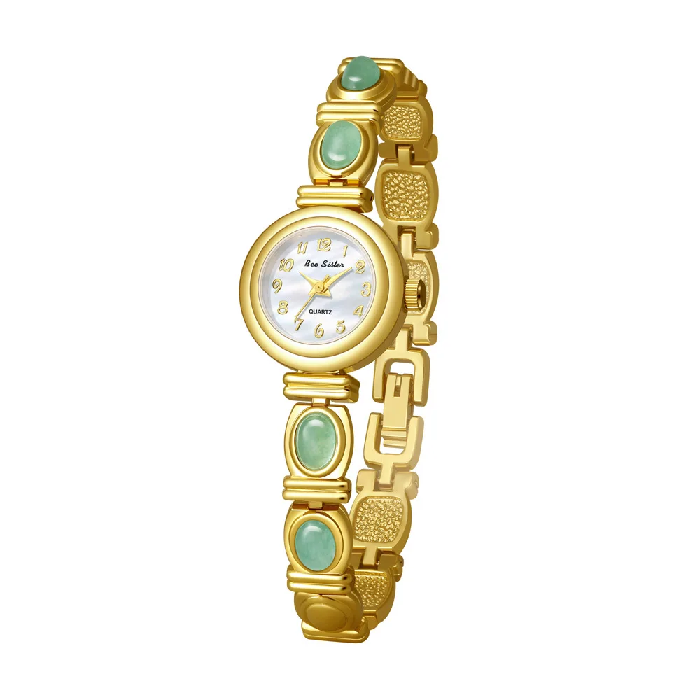 سوار ذهب اللازورد الطبيعي المحظوظ للعام الجديد، ساعة نسائية فاخرة وعالية الجودة، ساعة يد كوارتز أنيقة