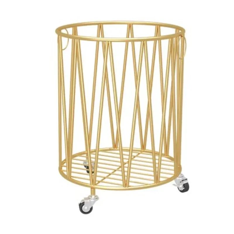 Laundry Basket New Nordic Luxury Dirty Clothes Storage Gold Iron Baskets Multi-functional with Wheels Mobile Organizer