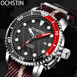 2023 New Men's Diving Watch OCHSTIN Brand Luxury Stainless Steel Waterproof Quartz Date Top Class Business Sports Watch for Male