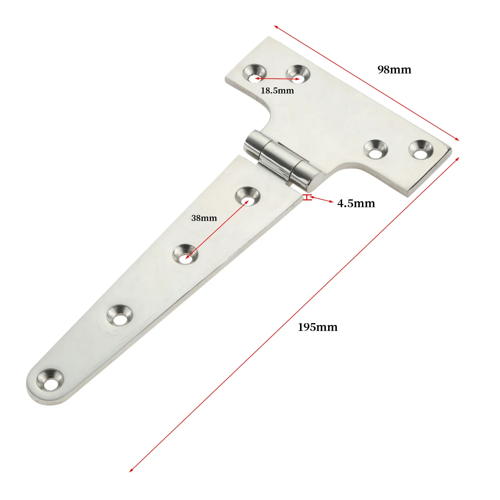 

8 inch Heavy Duty Marine 316 Stainless Steel Tee Hinges Boat Caravan Cabinet Shed Garden Wooden Door & Gate T Hinge Hardware 1pc