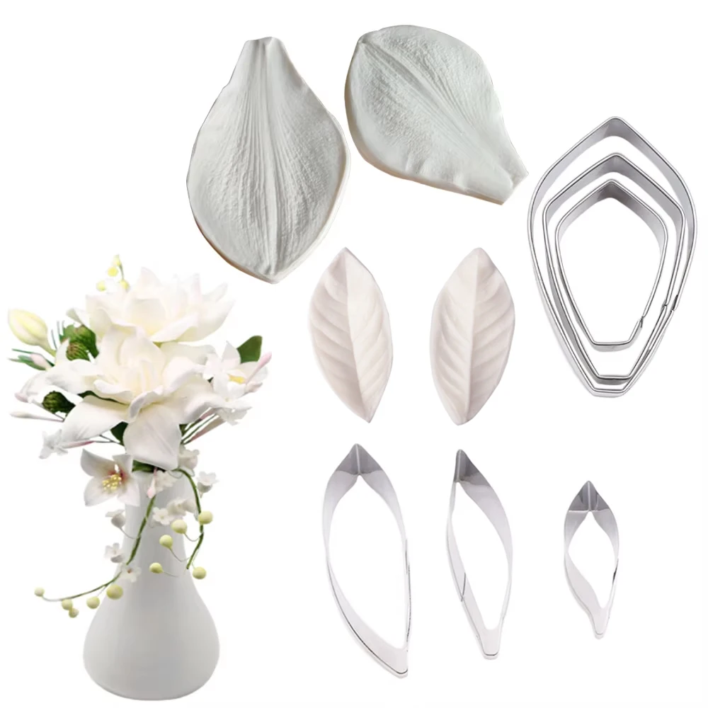 

Gardenia Petals Flower Veiner Silicone Molds Fondant Sugarcraft Gumpaste Clay Water Paper Cake Decorating Tools CS247