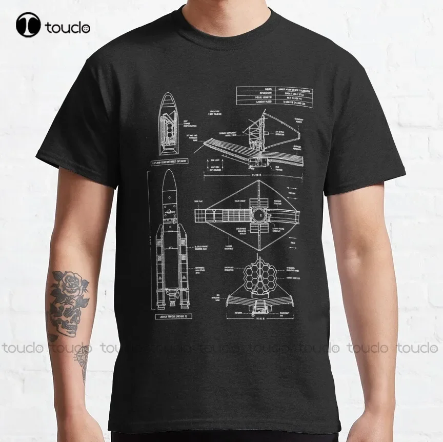 

James-Webb Space Telescope (White Stencil-No Background. Vertical) Classic T-Shirt Men Shirts Fashion Tshirt Summer Xs-5Xl Tee