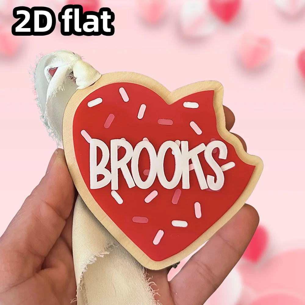 قطعة واحدة من علامة اسم عيد الحب، علامة اسم السلة على شكل قلب، علامة هدية عيد الحب الشخصية، ديكور عيد الحب للأطفال