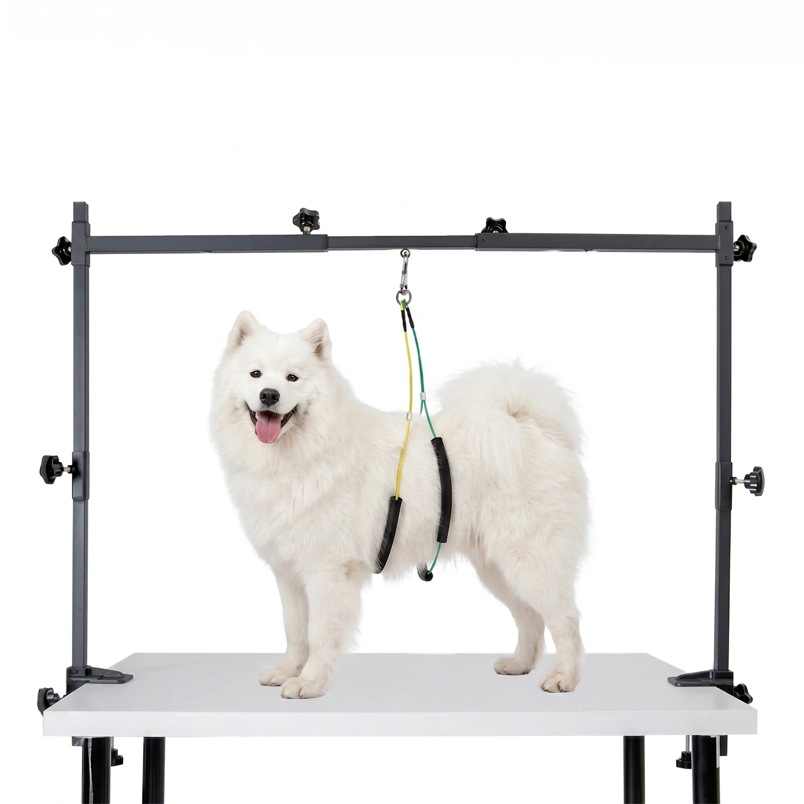 H-Shape Dog Grooming Arm with Clamp&3 Loop Noose Home Pet Bathing Station Height Width Adjustable for Pets Bathing & Brushing