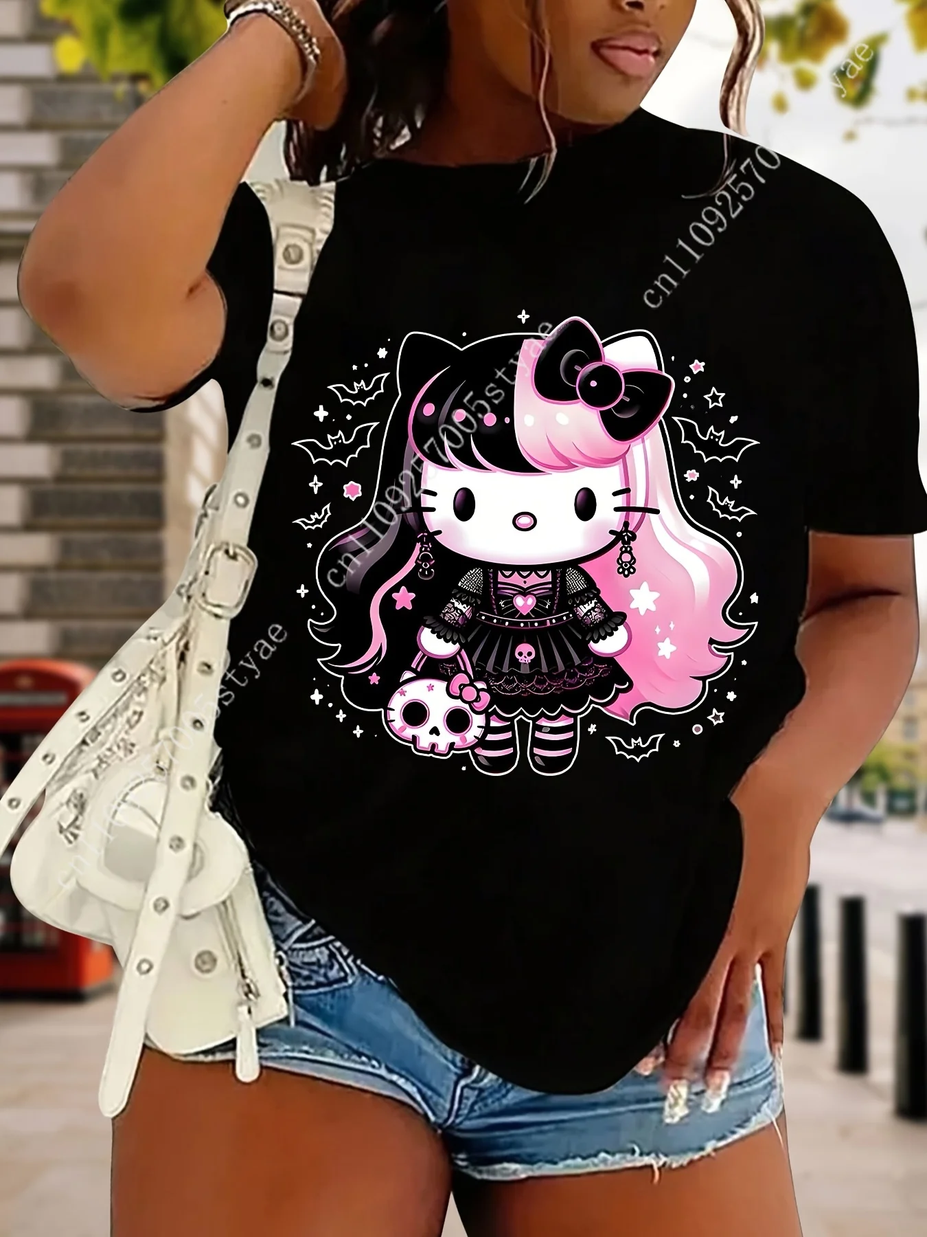 

Sanrio Women'S Plus Size T-Shirt 220G Hello Kitty Cinnamonroll Kuromi My Melody Casual & Comfy Short Sleeve Cosplay
