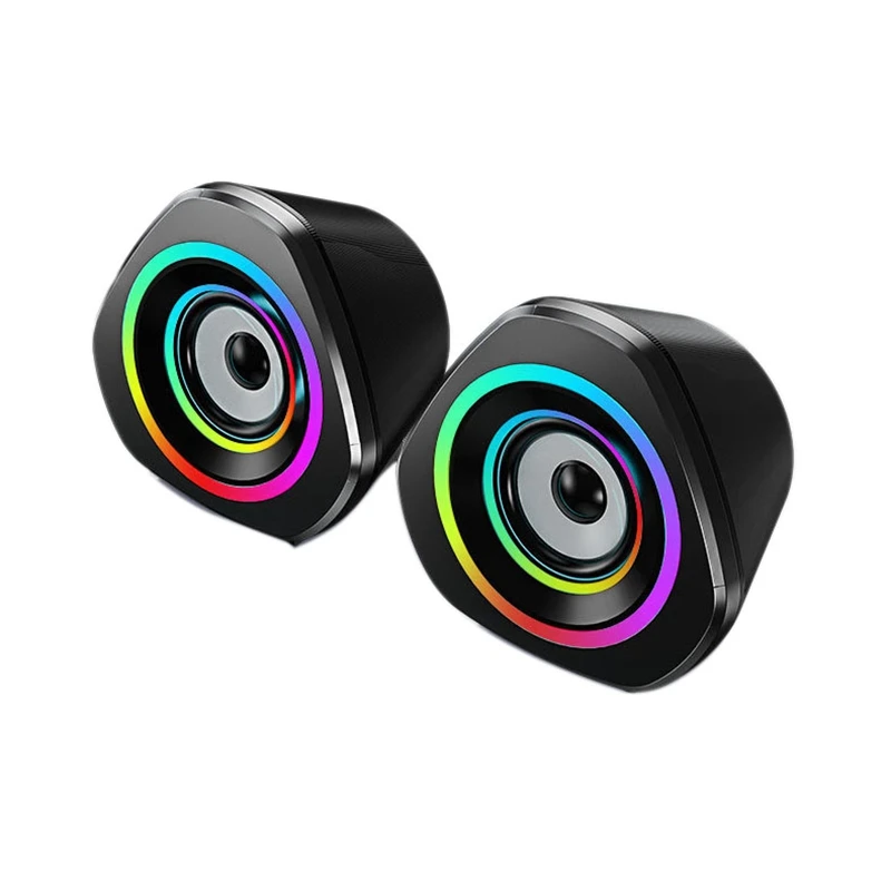 Mini Speaker 360 degree Hi-Fi Sound Effect 3.5mm Plug with Rgb Lighting Effect USB Powered Speaker for Computer