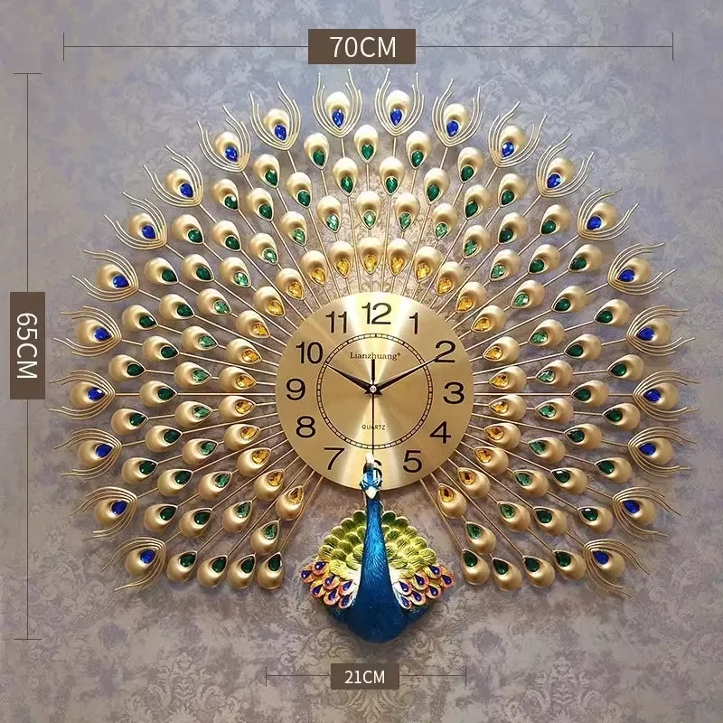 Modern Wrought Iron Animal Wall Clock Quiet Luxury Art Sculpture for Living Room Entrance Home Decoration Fashion Design