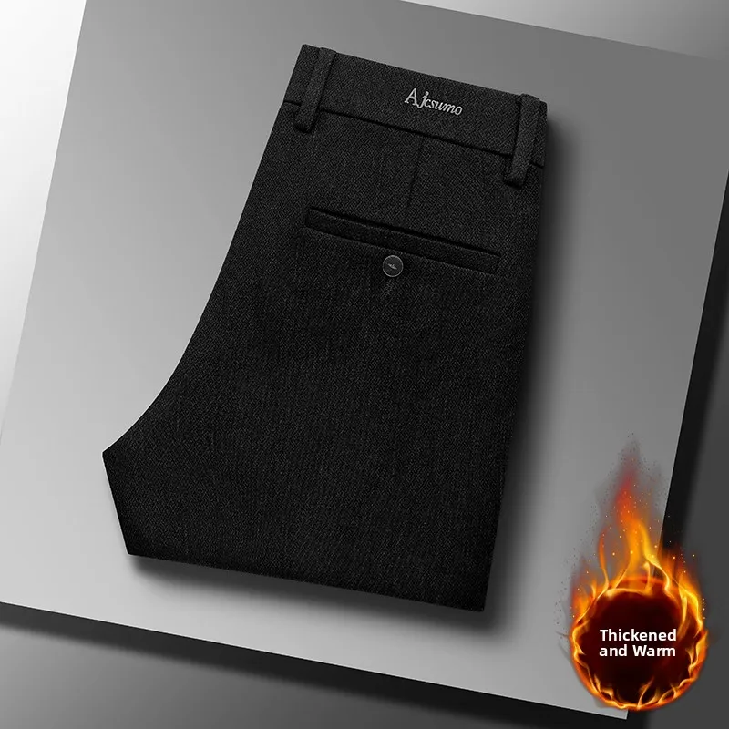 

Men's Casual Thiened Warm Straight Leg Busin Pants Autumn Winter New Sle Faion Brand Slim Fit West Pants