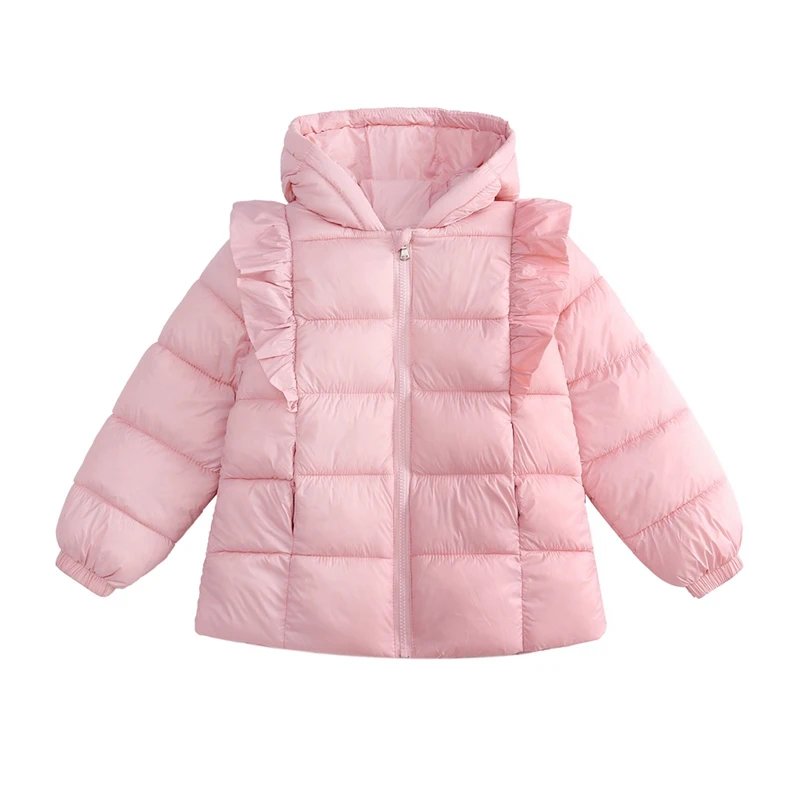 

Childrens Down Jacket Winter Lace Hooded Cotton-padded Parka Thicken Warm Zipper Long Coat For Girls Toddler Kids Outerwear