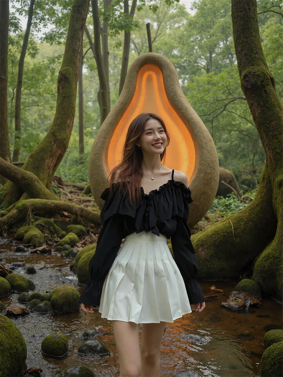 بلوزات كبيرة الحجم للسيدات بلون سادة سترة قطنية بيضاء ملابس خارجية أنيقة بدون أكمام دانتيل موضة كورية قصيرة للخريف #4