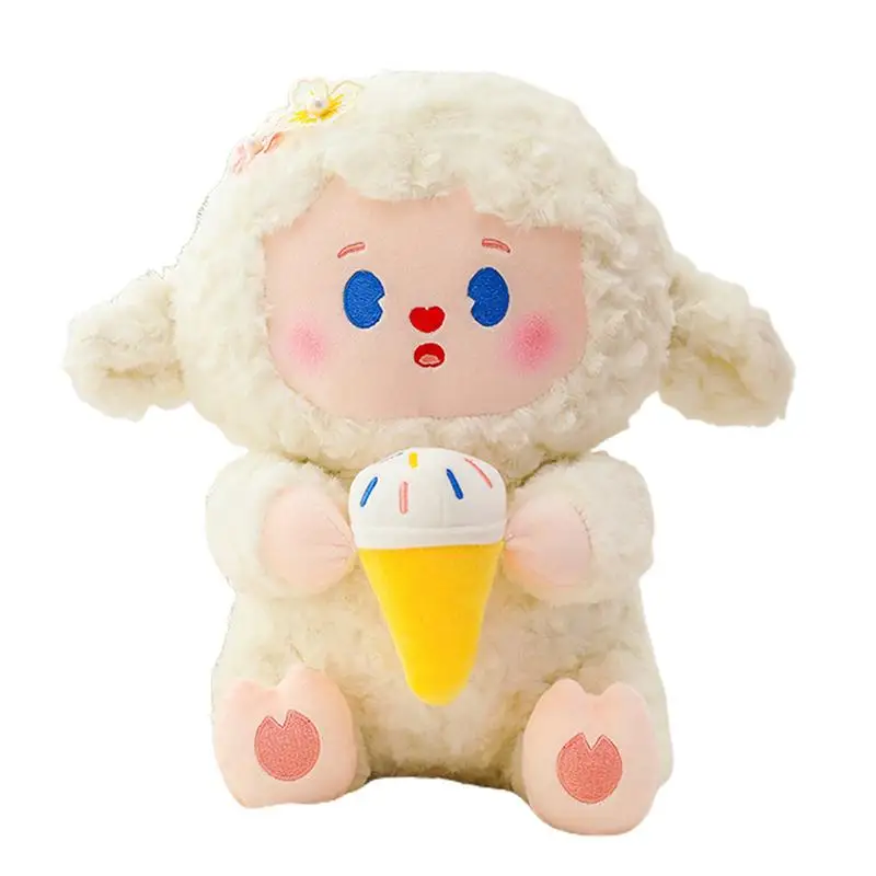 Kawaii Doce Ovelha Recheada Brinquedos de Pelúcia para Crianças, Almofada Macia, Boneca de Cordeiro Bonito, Presentes de Aniversário e Natal, 23cm