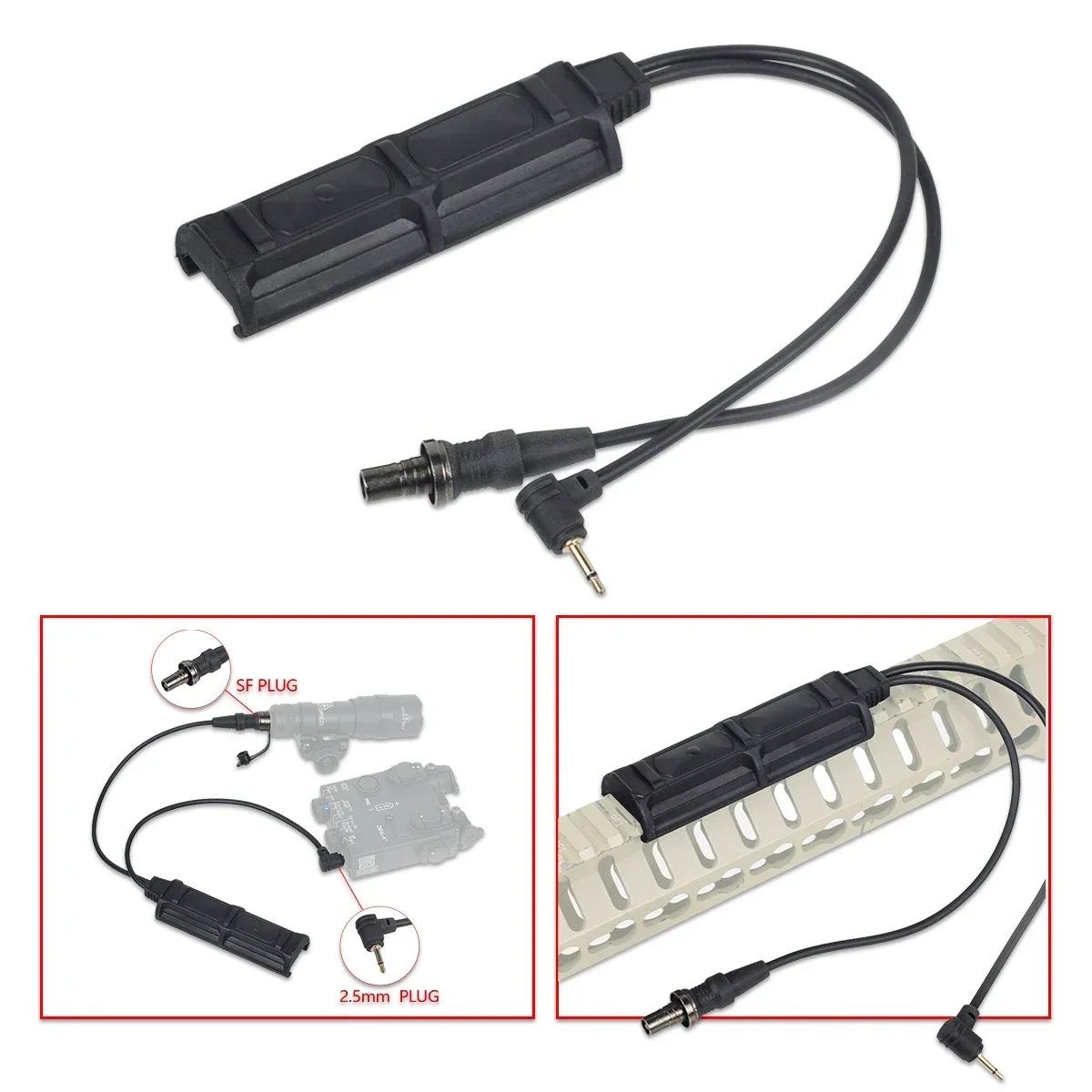 Tactical PEQ15 Remote Dual Switch 2 Plug Pressure SF&2.5mm Switch For AR15 M4 PEQ M3X DBAL Surefire M300 M600 Weapon Flashlight