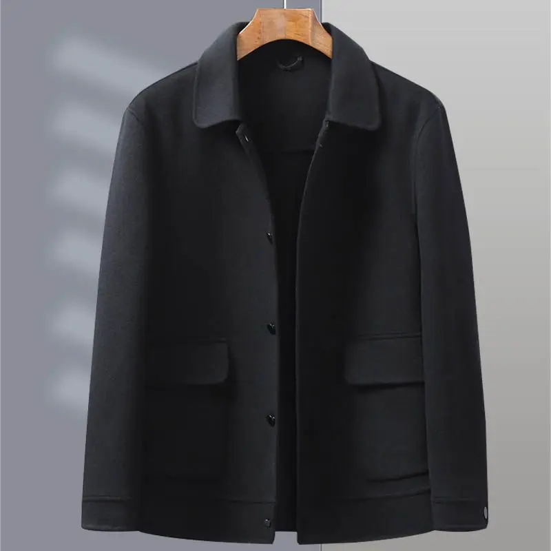 

Очень большое утепленное шерстяное пальто унисекс (300 г/м²) для осени и зимы, с отложным воротником, повседневное, в стиле костюмного пиджака