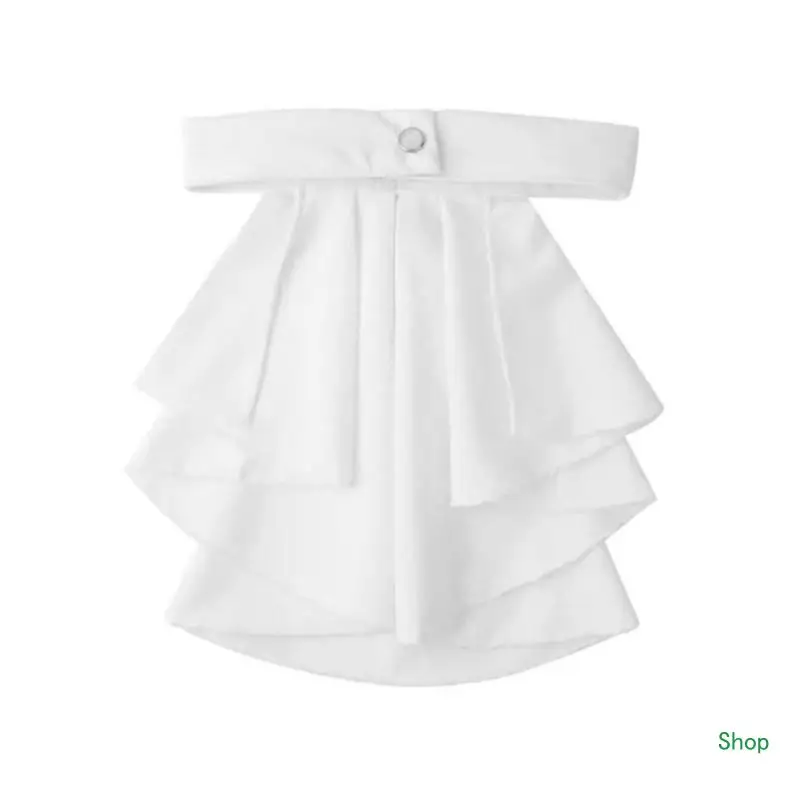 Dropship Elegant White Ruffled Jabot Victorian Renaissances Detachable Faux Collar for Themed Gatherings and Theatrical Wear