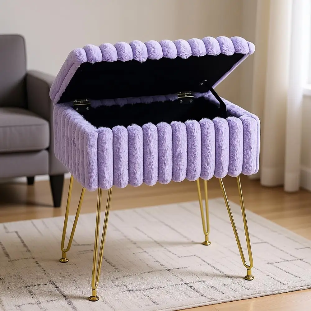 

Туалетный пуф-тумба с 4 металлическими ножками для хранения, для макияжа и гостиных