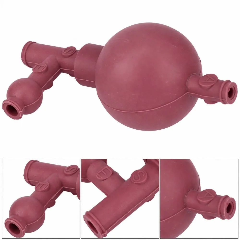 2 Pcs Flexible Rubber Three Way Pipette Bulb Three Port Structure 2 Pieces Per Pack Pipette Suction Ball Hand Squeeze