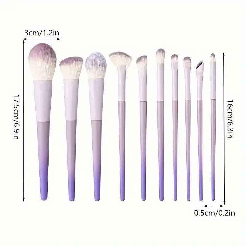 10pcs New  Star Dai Purple Makeup Brush Set, Loose Powder Brush, Eye Shadow Brush, Full Set of Beauty Tools concealer brush