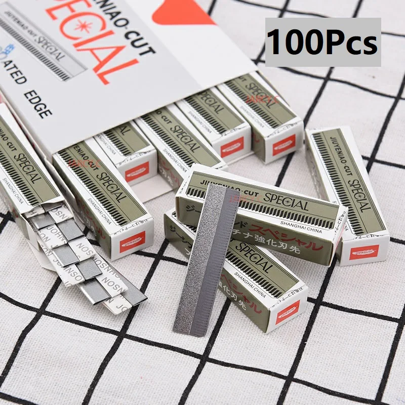 100Pcs Permanent Makeup Eyebrow Trimmer Razor Microblading Blades Stainless Steel Eyebrow Knife Disposable Tattoo Brows Supplies