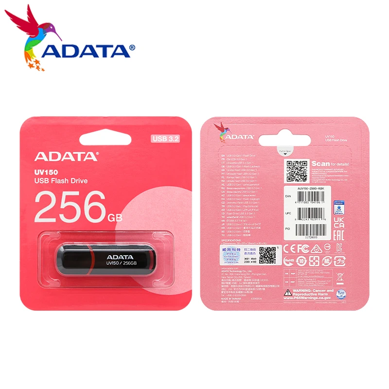 ADATA UV150 USB フラッシュドライブ USB3.2 32 ギガバイト 64 ギガバイトのペンドライブ高速 128 ギガバイト 256 ギガバイトの黒フラッシュメモリスティックコンピュータ用