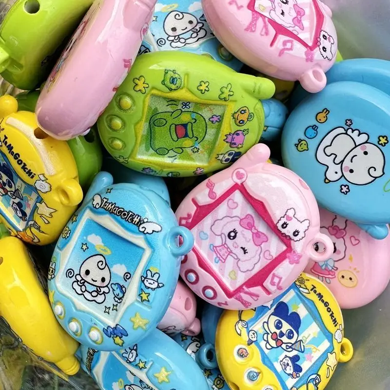 Tamagotchi double-sided printed beads DIY materials, baked paint cartoon arcade through-hole beads mobile phone keychain pendant view 5