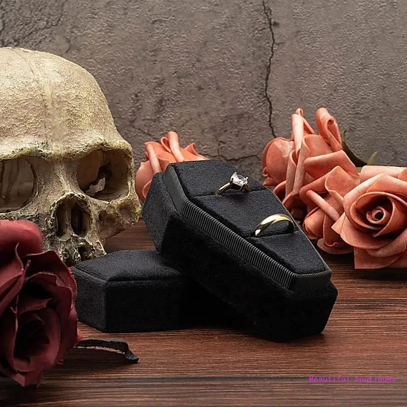 Coffin Ring Box Holder Showcase Ring for Engagement Proposal Jewelry Display with Detachable Lids DropShip