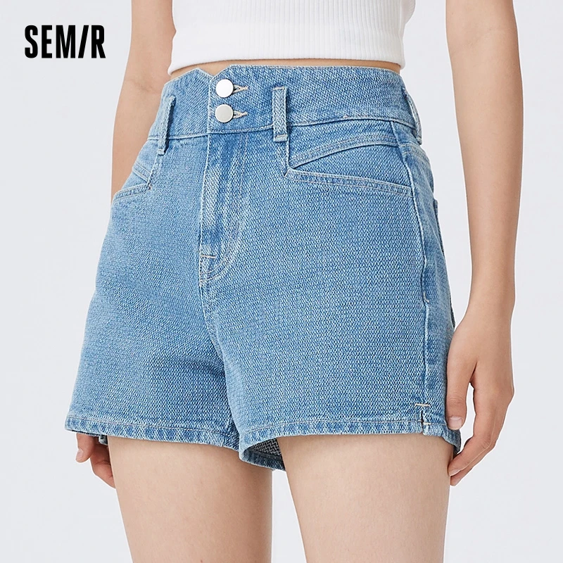 

Semir Jeans Women High Waist A-Line Pants 2023 Summer New Split Short Retro Demin Pants