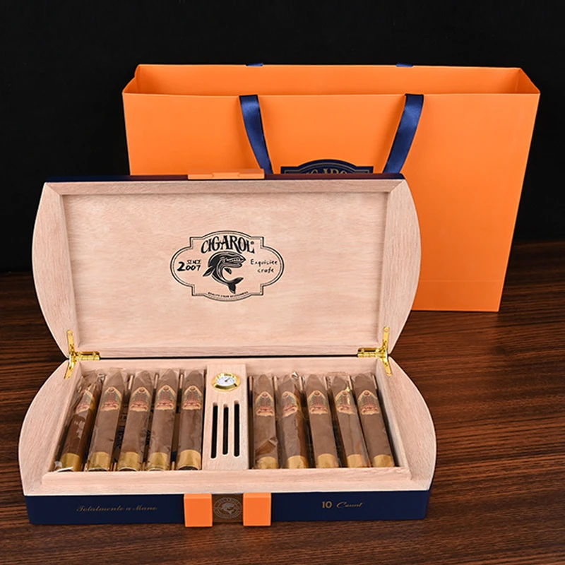 10 Solt Cigar Humidor with Airtight Seal Cedar Wood Box for Storage Elegant Design Perfect Gift for Cigar Lovers