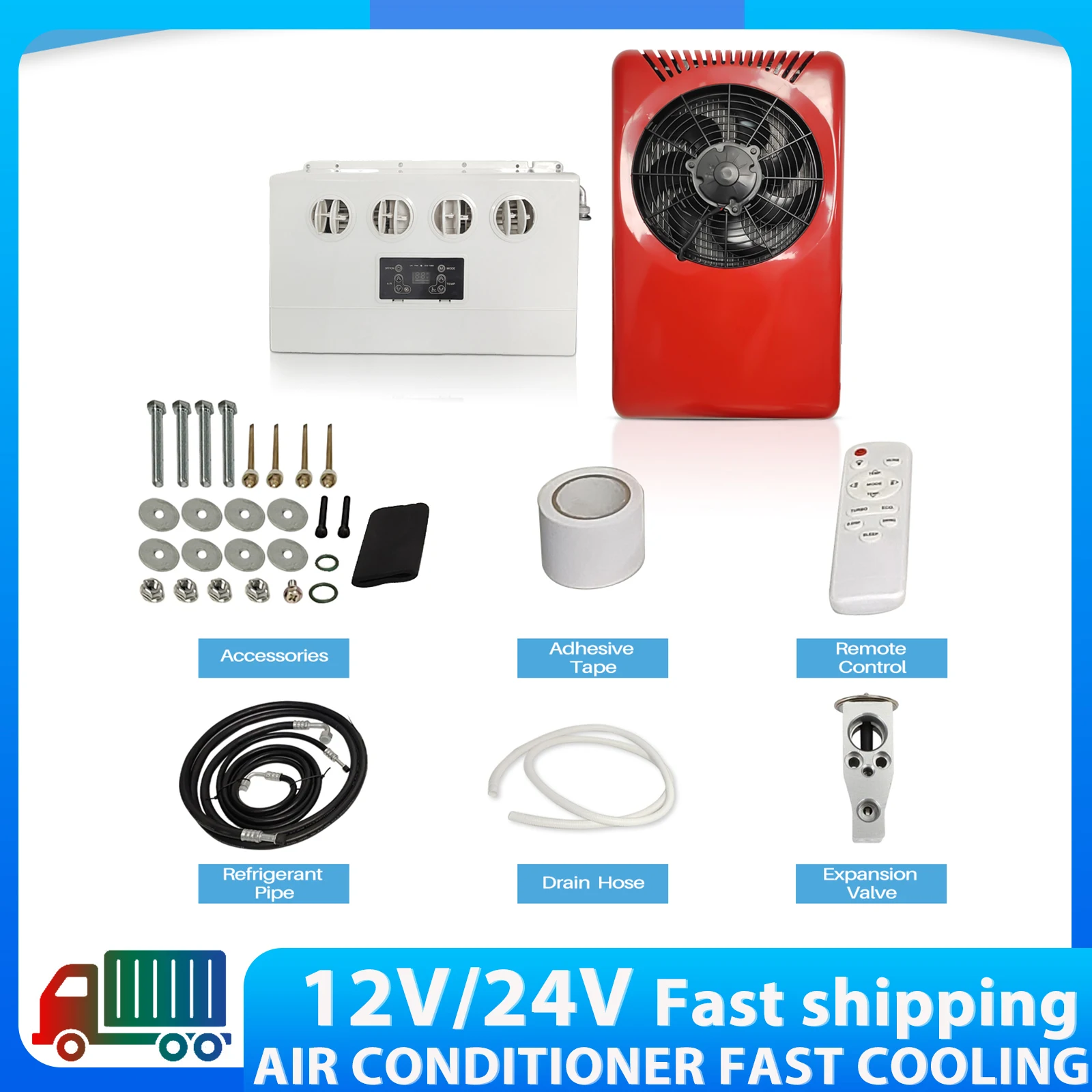 

Treeligo 10500BTU 12V Truck Air Conditioning Electric Universal Parking Air Conditioner Split Parking Cool For Camper Van Cabin