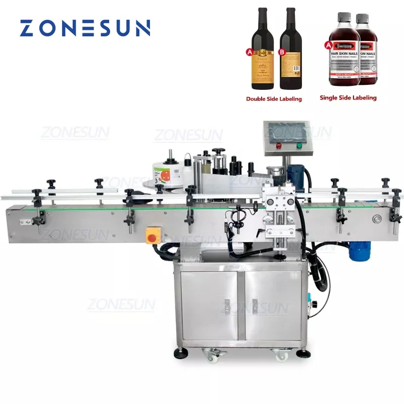ZONESUN-máquina de etiquetado en rollo de pegatinas para botellas de agua y leche, tarro de vino redondo de tubo automático, dispensador de etiquetas