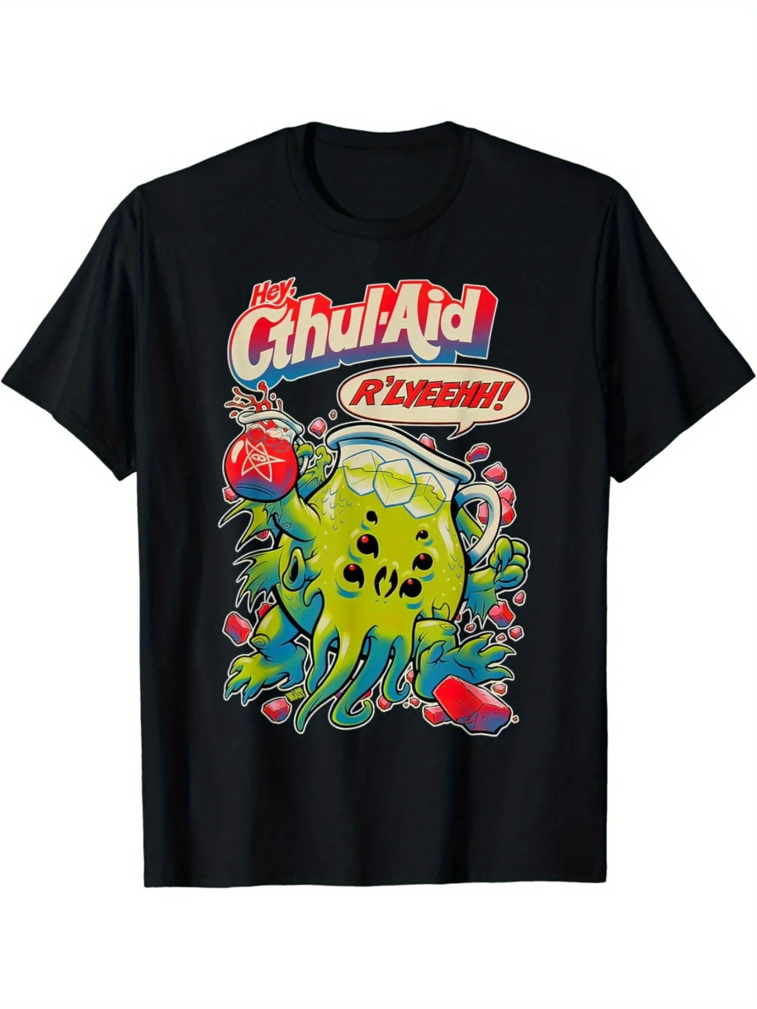 

[Vibrant Anime-Style] Men's "Cthulhu Aid" Graphic T-Shirt | 100% Cotton | Casual Fit, Short Sleeve