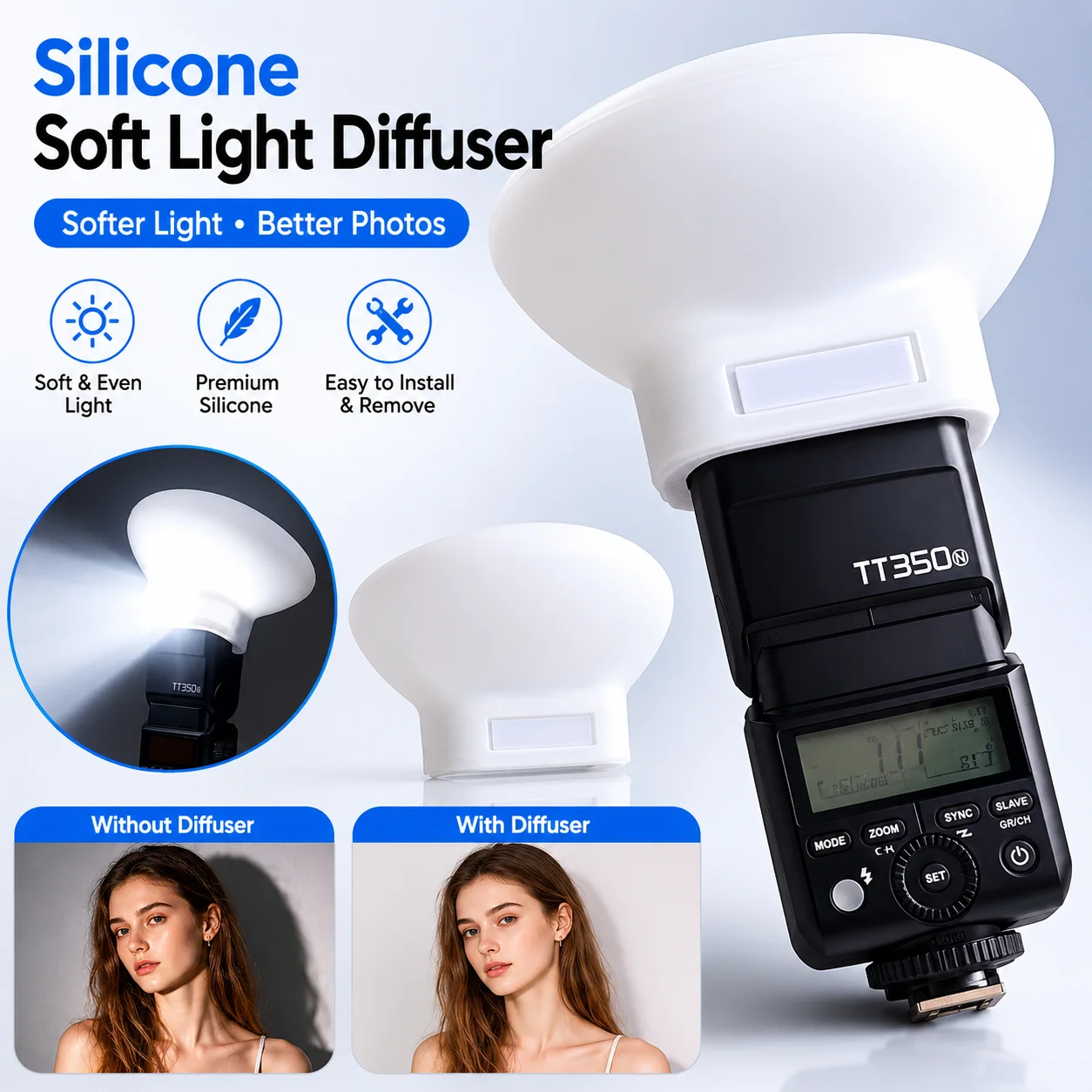 Silicone Flash Diffuser Cover Compatible For Godox IT32 TT350 V350 V480 Soft Light Eliminate Hard Shadow Portable Photography