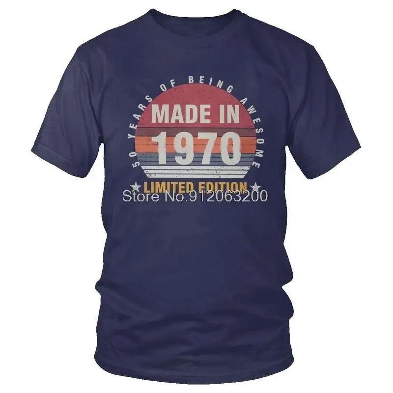 Tvoe Vintage 1970 Men's T-Shirt Short Sleeve Cotton Made in the 70s Hand-Painted Customized Clothing Design Service