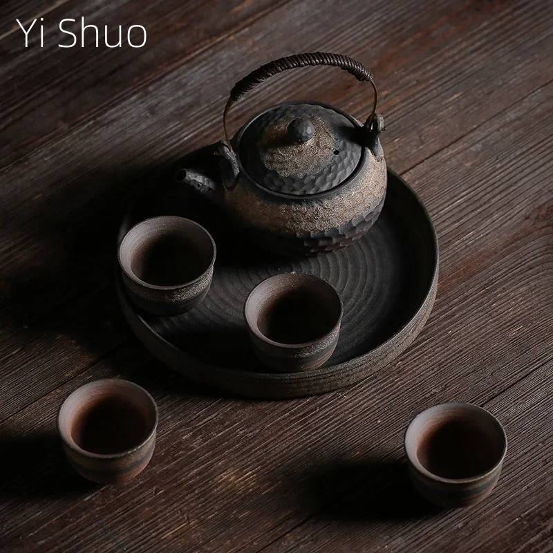 Japanese Crude Tao Yi Pot Four Cups of Tea Set Ceramic Kung Fu Tea Teaware Ceramic Tea Set Ceramic Tea Set Travel Tea Set TeaSet