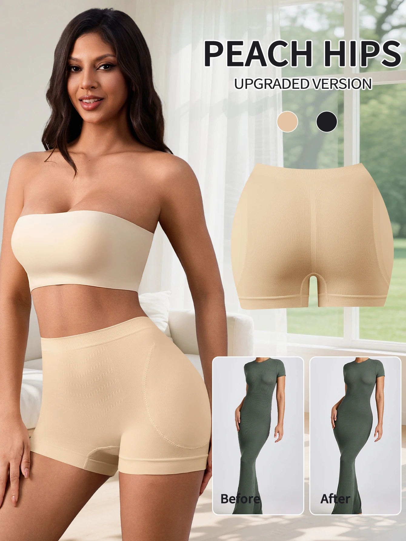 Flarixa Damen Po-Lifter Shaper Shorts mit herausnehmbaren Hüftpolstern, Bauchkontrolle, Hüftverstärker, nahtlose körperformende Sicherheitsunterwäsche – Detail 10