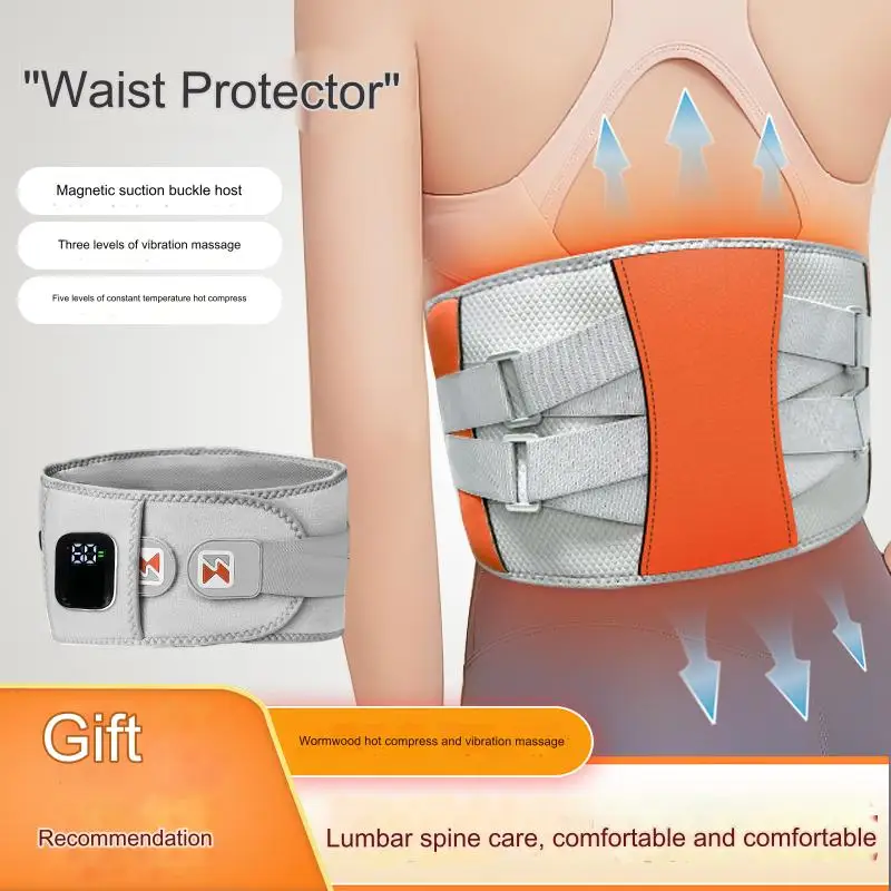 Smart Library 2025 Vibration-heated Massage Belt For Waist Lower Back And Abdominal Pain Electric Heated Waist Belt Massager