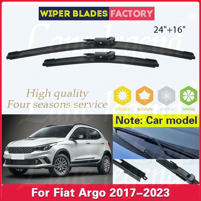 For Fiat Argo 2017 - 2023 Front Wiper Blades Window Windshield Windscreen Brushes Car Washers Accessories 2020 2021 2022 24