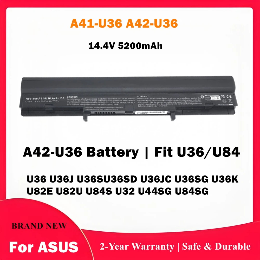 

14.4V 5200mAh A41-U36 A42-U36 Laptop Battery For ASUS U36 U36J U36SU36SD U36JC U36SG U36K U82E U82U U84S U32 U44SG U84SG