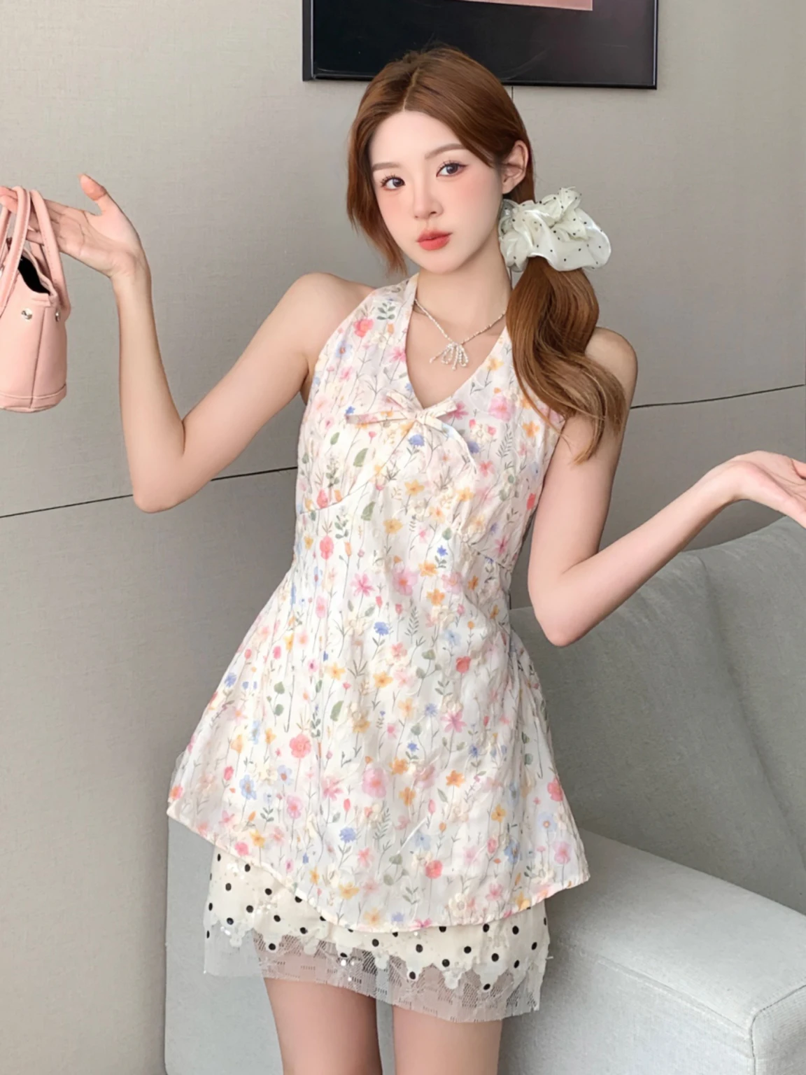 

ISNI Store Women's Sweet Sle Floral Print ter Ne Slim Fit Top Waist Cinching Strap Vest Summer New Arrival