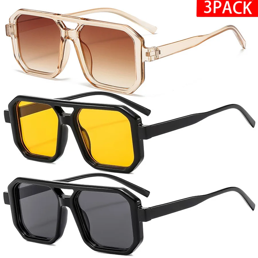 3pcs Unisex Pilot Frame Boho Personality Fashion Glasses For Outdoor Vacation Beach Party Music Festival Decoration