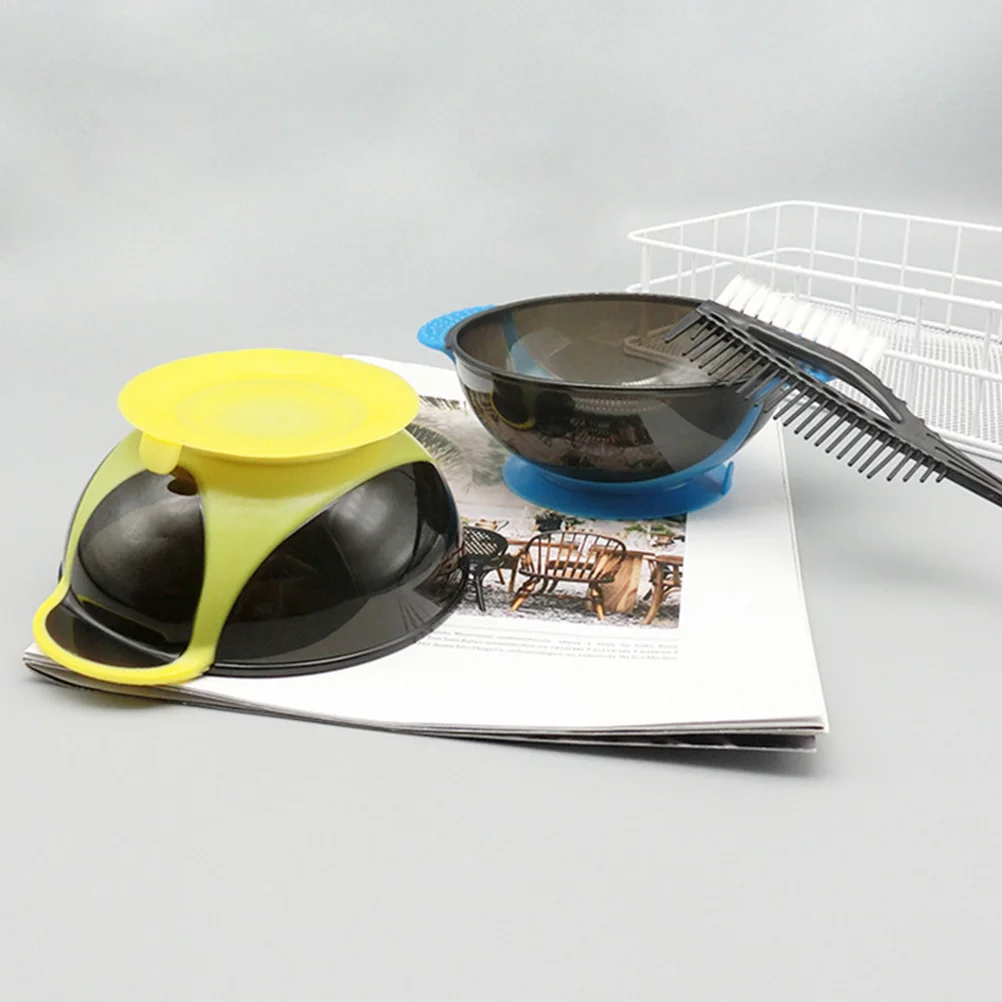 

4pcs Anti Tilt Suction Cup Bowls Silica Gel Hair Salon Color Mixing Dye Tinting Bowl Set Black Blue Yellow Red