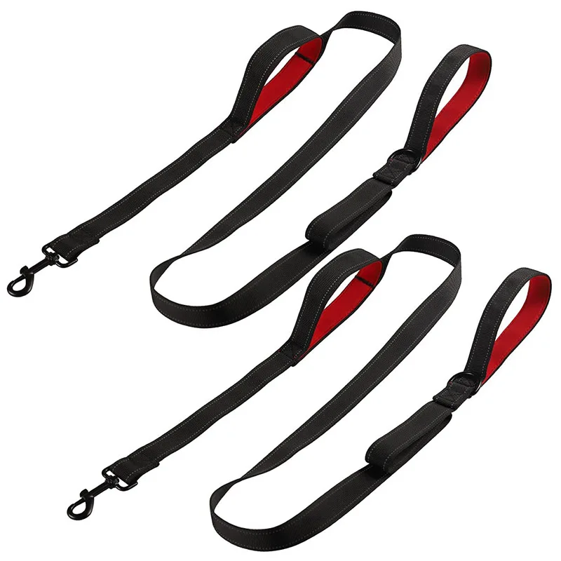 2 Pack Dog Leash 6Ft Long - Traffic Padded 2 Handles Dog Training Leash For Control Safety Training -Reflective