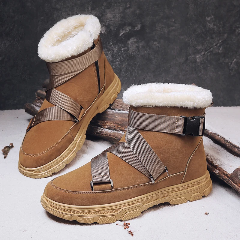 

2025 Новые мужские зимние ботинки на меху, теплые зимние ботинки, мужская замшевая обувь, уличные плюшевые мужские ботильоны, рабочие кроссовки botas de hombre