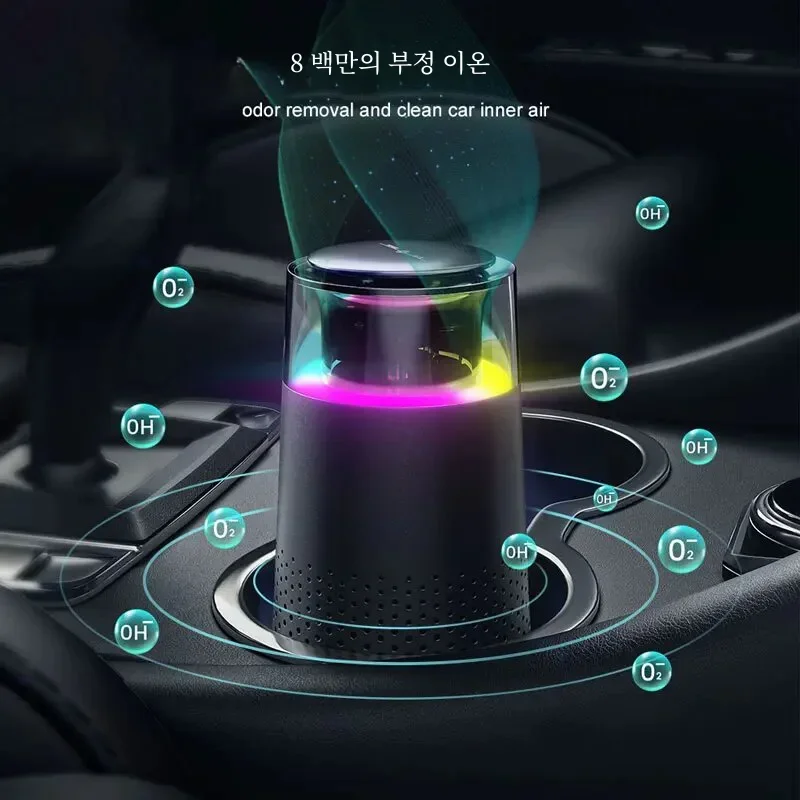 Air Purifier Devices for Car with Usb Colorful Night Light Touch Screen Multi-layer filter Odor Removal Negative Ions Generator