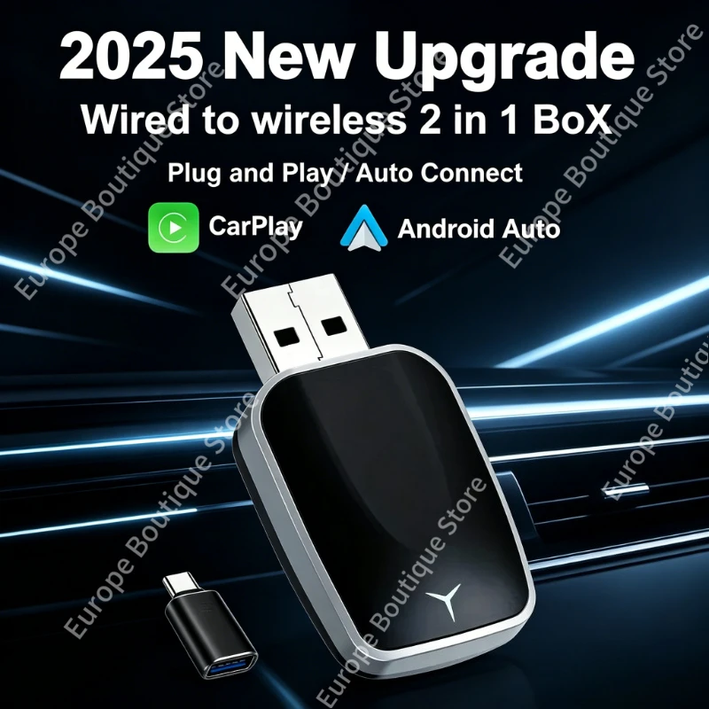 2026 New Wireless CarPlay Converter Seamless Bluetooth WiFi Connection Easy Plug Use OTA Upgrade for 99 Percent Cars