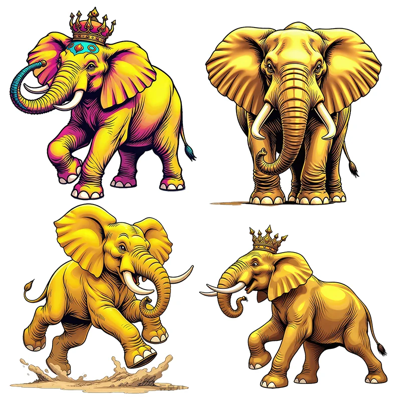 Three Ratels CD49 Fantasy Golden Elephant Art Animal Stickers for Home Decoration Computer Stickers Personalized car stickers