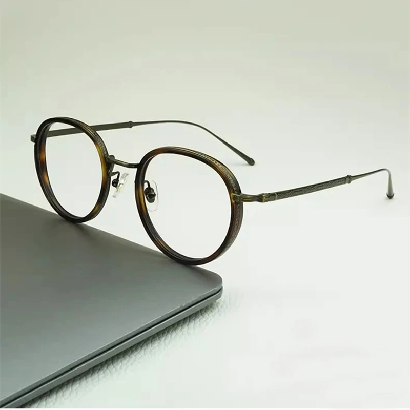 

Top Quality Retro Round Glasses Frame for Men Handmade Vintage Titanium Acetate Eyewear Women Classic Trendy Circle Eyeglasses