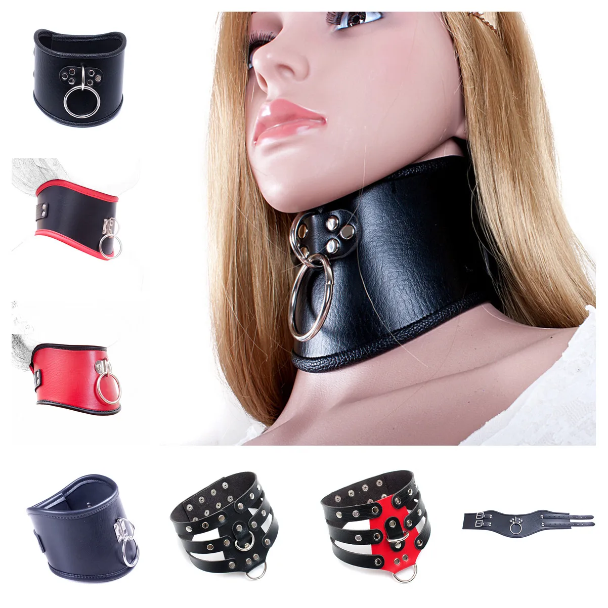 Exotic Accessories of Slave Role Play Leather Restraints Fetish Collar for Adults Sex Games Bdsm Bondage Traction Flirting